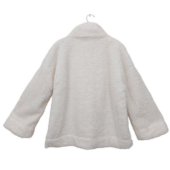 Anthropologie Saturday Sunday Sherpa Jacket Womens Small Cream 1/2 Zip High Neck - Picture 6 of 15